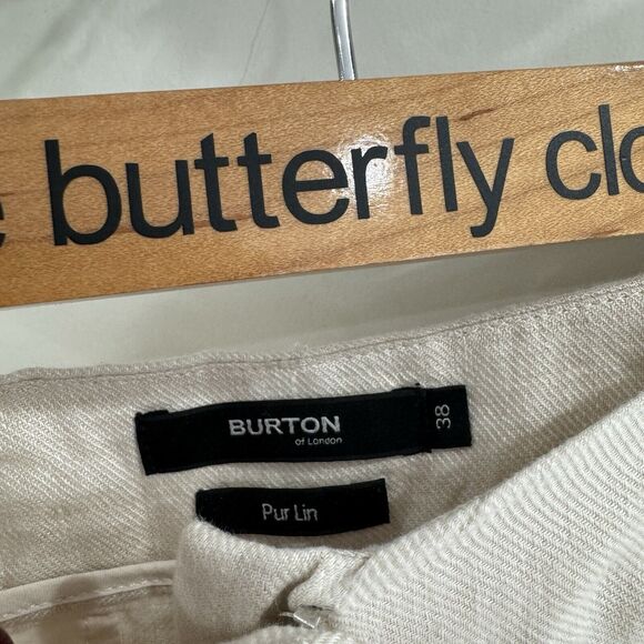 Women’s Burton Of London Cream Linen Wide Leg Pants 38 - Picture 3 of 4